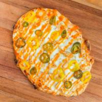 Buffalo Chicken - Personal · Olive oil base, topped with mozzarella cheese, seasoned chicken, jalapenos and banana pepper...