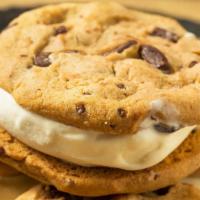 Chocolate Chip Cookie Custard Sandwich · Our famous frozen custard sandwiched between two chocolate chip cookies for one ridiculously...