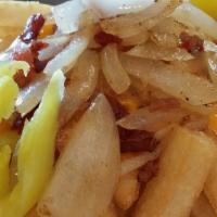Loaded French Fries · Load your fries with cheddar cheese sauce, real bacon bits, and optional sauteed onion, gril...