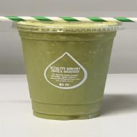 Green Tea Cooler · Matcha green tea, banana, vanilla almond milk, pea protein