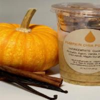 Pudding (Seasonal Flavors) · Ingredients: Coconut milk, maple syrup, cinnamon, chia seeds, pecans. 
(winter/fall- pumpkin...