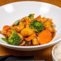 Imperial Shrimp · Crispy with vegetables, chile de Arbol, sweet soy.