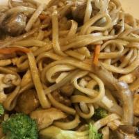 Lo Mein (Dinner) · Stir-fried noodles, vegetables, garlic soy. Chicken, Beef, Shrimp, Combination for an additi...
