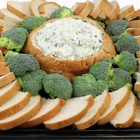 The Spinach Bowl · Our Signature Café Spinach Dip is surrounded by Broccoli Florets & Fresh Baked-in-Store Old ...