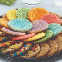 Cookie Tray - 36Pc · Freshly Baked Assortment of Chocolate Chip, Oatmeal Raisin, Brownie, Candy and Sugar Cookies
