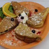 Stuffed French Toast · Our famous French toast filled with a sweet cream cheese and seasonal flavor. Call your loca...