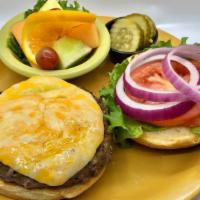 Angus Cheeseburger (1/2 Lb) · Half pound burger with a blend of monterey jack and cheddar cheeses. Served with lettuce, to...