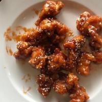 Sesame Chicken · Spicy. Crispy white meat chicken in sweet sauce with sesame seed.