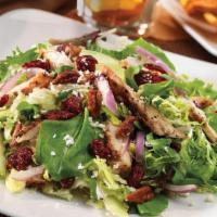Gala Apple Pecan · Field greens, Gala apples, red onion, candied pecans, cranberries, feta, white balsamic dres...