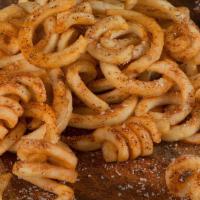 Olga'S Seasoned Curly Fries · Signature seasoning