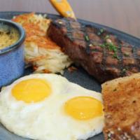 Steak & Eggs · 7 oz. NY strip steak, two eggs, bearnaise, served with toast and hashbrowns