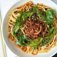 Dan Dan Noodle · Hot and spicy. Fried noodle dish.
