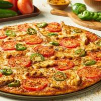 Mariachi Chicken (Medium) · Sliced chicken breast, freshly cut Roma tomatoes and jalapeno peppers, mariachi spice and a ...