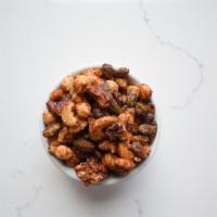 Spicy Nuts · vegan. Gluten-Free. Candied and spiced.