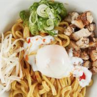 Abura Soba · Brothless noodle bowl, seasoned with our blended garlic soy sauce and a hint of chili oil. S...