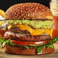 Jalapeño And Avocado Double Burger · Our double patties special beef blend, avocado, and jalapeño. Served on a brioche bun with h...