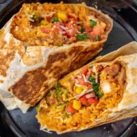 Chicken Burritos · Served with rice, beans, lettuce, tomato, cheese, and sour cream.