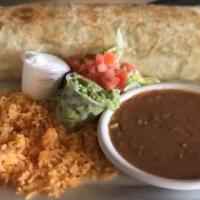 Burrito · One burrito in your choice of chicken, ground beef, pork, or bean.