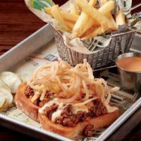 Mom'S Sloppy Joe · 650-690 cal. Mom's housemade sloppy joe smothered on thick-cut grilled bread finished with c...