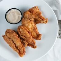 Chicken Tenders · Served with ranch, blue cheese or honey mustard.