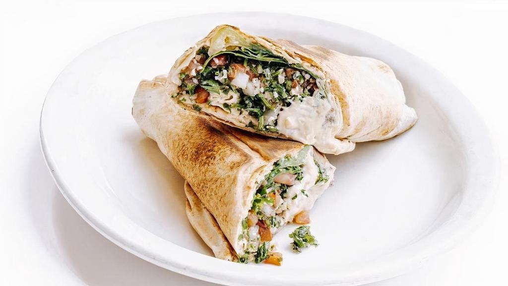 Hummus Tabouli Rolled · Vegan. Our award-winning Hummus with Tabouli, greens, and tomatoes
