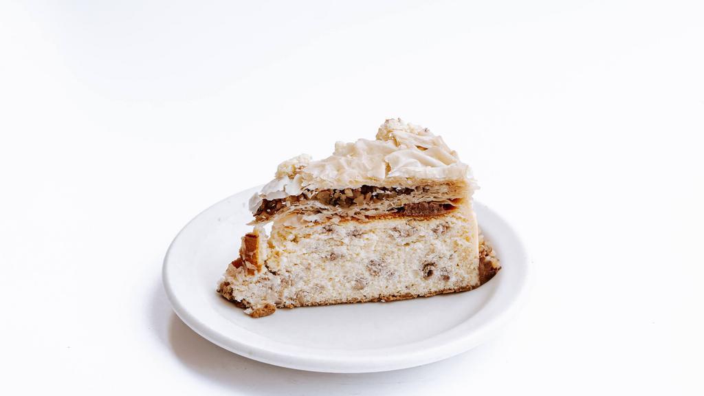 Baklava Cheesecake · Contains Nuts.