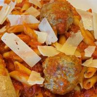 Pasta -- Penne --Marinara Sauce - Meatballs · This dish doesn't have Veggies. Check other choices.