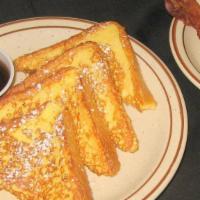 French Toast & Syrup · With choice of bacon, sausage links, sausage patties, or ham.