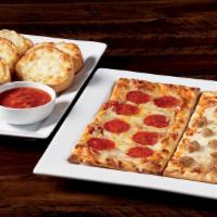 Flatbread Meal · Choose 2 Flatbreads: Pepperoni, Cheese, or Sausage.  Choose either 5 piece Breadsticks or 6 ...