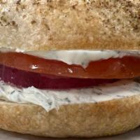 Bagel & Schmear · Choose a bagel and schmear flavor. Add on tomato, onion or capers.