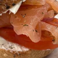 Bagel, Lox & Schmear · Choose a bagel, type of lox and schmear flavor. Add on tomato,  onion, or capers.