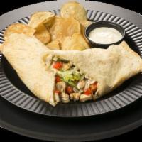 Caesar Wrap · Diced chicken, mozzarella cheese, lettuce, tomato, and Caesar dressing.  Served with Ranch C...