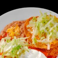 Tostada & Enchilada · one tostada and one enchilada with rice and beans(ground beef,shredded beef or chicken