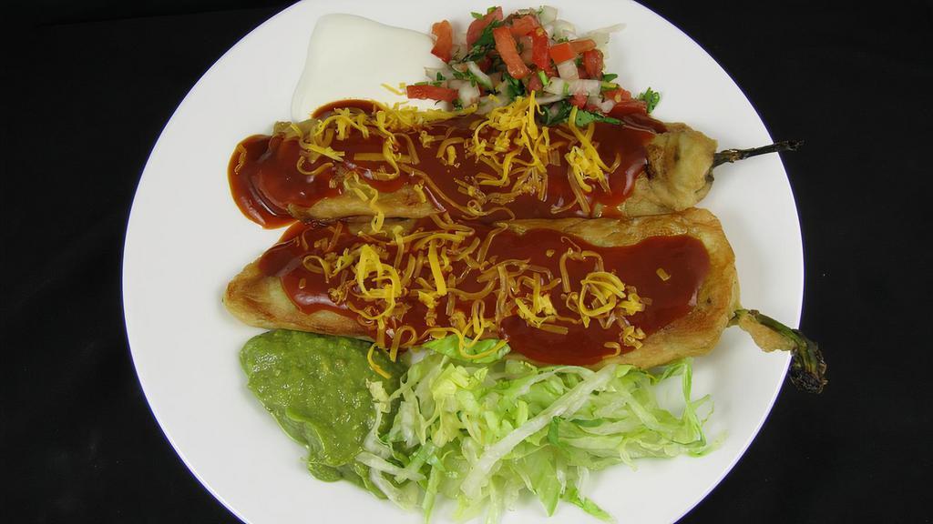 Chile Relleno · two peppers stuffed with withe Monterrey chesse