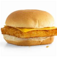 Fish Sandwich · White fish patty with a light, crunchy breading, topped with American cheese