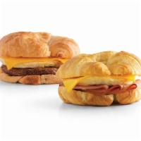 Croissant Breakfast Sandwich · Choose between sausage, ham and bacon