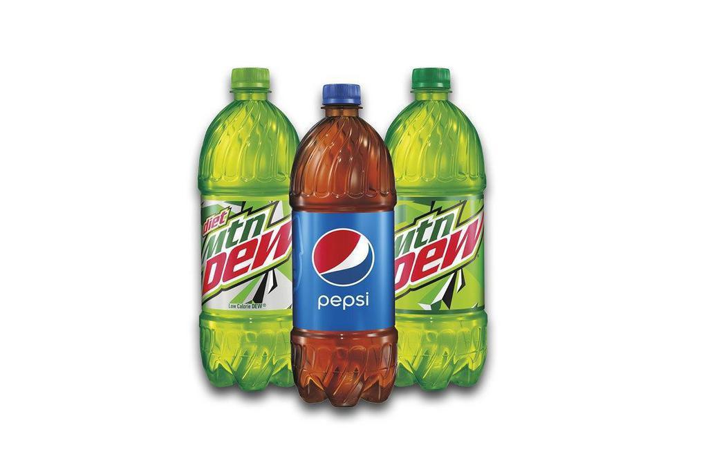 Pepsi Products, 1-Liter · Choose between Pepsi, Diet Pepsi, Mtn Dew, and Diet Mtn Dew