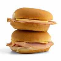 Twin Ham Sandwich  · Twin Ham & Cheese Sandwiches on a Hamburger Bun