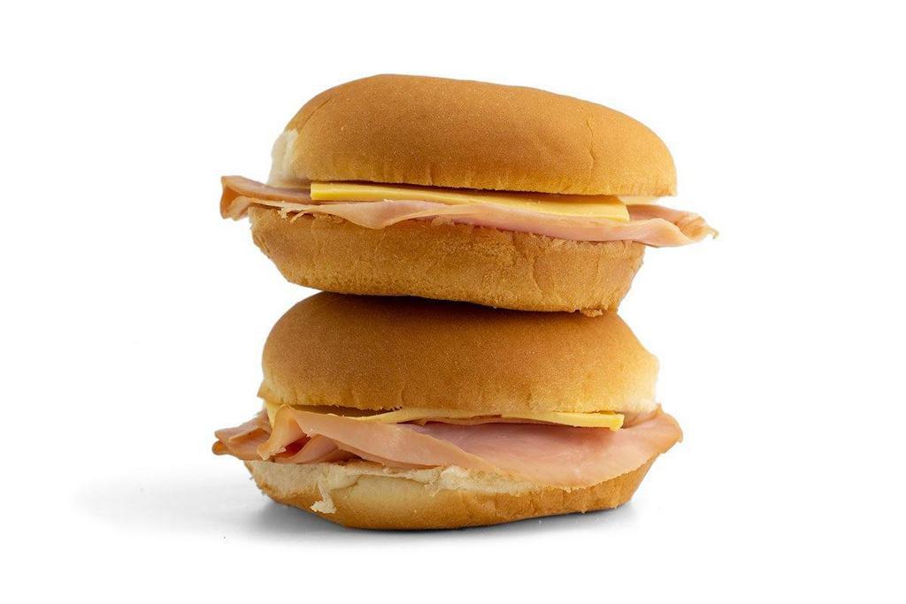 Twin Ham Sandwich  · Twin Ham & Cheese Sandwiches on a Hamburger Bun