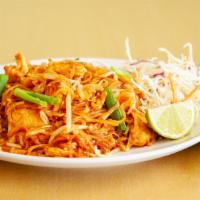 Pad Thai · Your choice of meat and noodles stir-fried with egg, bean sprouts, green onions, sweet and s...