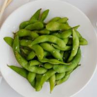 Edamame · Steamed soy beans served with sea salt.