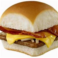 Bacon Cheese Slider Cal 220-240 · Crispy chicken topped with hickory-smoked bacon and smoky cheddar!