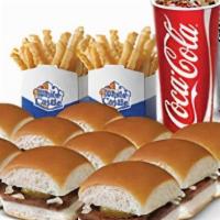 Let'S Get Cheesy Meal · 10 Cheese Sliders, 2 small fries, and 2 small soft drinks. Choose American, jalapeno, or smo...