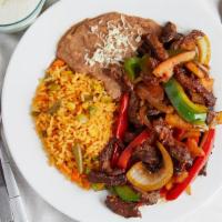 Fajitas De Res Platillo (Standard) · Steak fajitas.