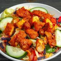 Buffalo Chicken · Favorite. House salad with chopped fried chicken tenders tossed in your favorite sauce.
