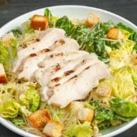 Caesar Salad Chicken · Creamy Caesar dressing tossed in fresh romaine lettuce topped with Parmesan cheese and crout...
