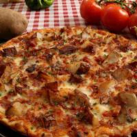 Loaded Baked Potato Pizza · If you like potato skins, you will love this! Garlic butter, Cheddar cheese blend, roasted r...