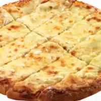 Triple Cheese Bread · Hot buttered bread, topped with mozzarella, cheddar and Parmesan cheeses.