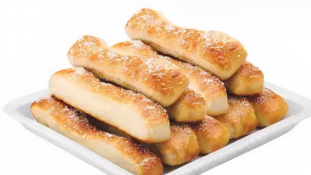 Bread Sticks (12) · Hot buttered breadsticks, sprinkled with Parmesan cheese.