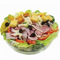 Antipasto Salad (Small) · Ham, salami, fresh crisp lettuce, kalamata olives, shredded mozzarella cheese, tomatoes, red...